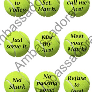 Tennis Balls on Round Labels (2.5&quot;): Printable on Avery Round Labels 41462 (or plain paper), Instant Download