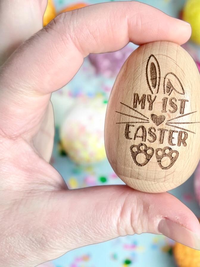 2025 Wooden Carved Name Easter Eggs Shaker,handmade Wooden Easter Gift,first Spring Gift For Baby/kids,easter Basket Stuff,first Easter Gift - UK