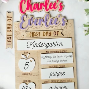 Letrero intercambiable para primer y último día de clases / Letrero personalizado para el primer día / Letrero de regreso a clases / Letrero personalizado para el primer día de borrado en seco