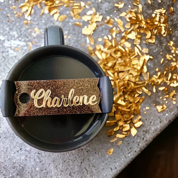 Chocolate Gold Name Plate Topper | Chocolate Stanley Topper | Chroma Accessories | Topper Plate | Stanley 40 30 oz Topper | Tumbler Topper