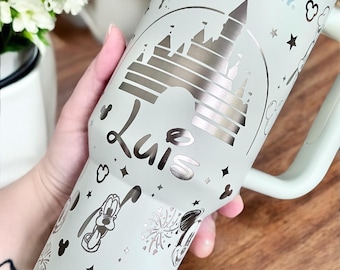 Personalized Disney Castle Engraved Tumbler | Mickey Minnie Tumbler | Magic Engraved Kids 30oz Tumbler | Custom Name Disney Cup 40oz