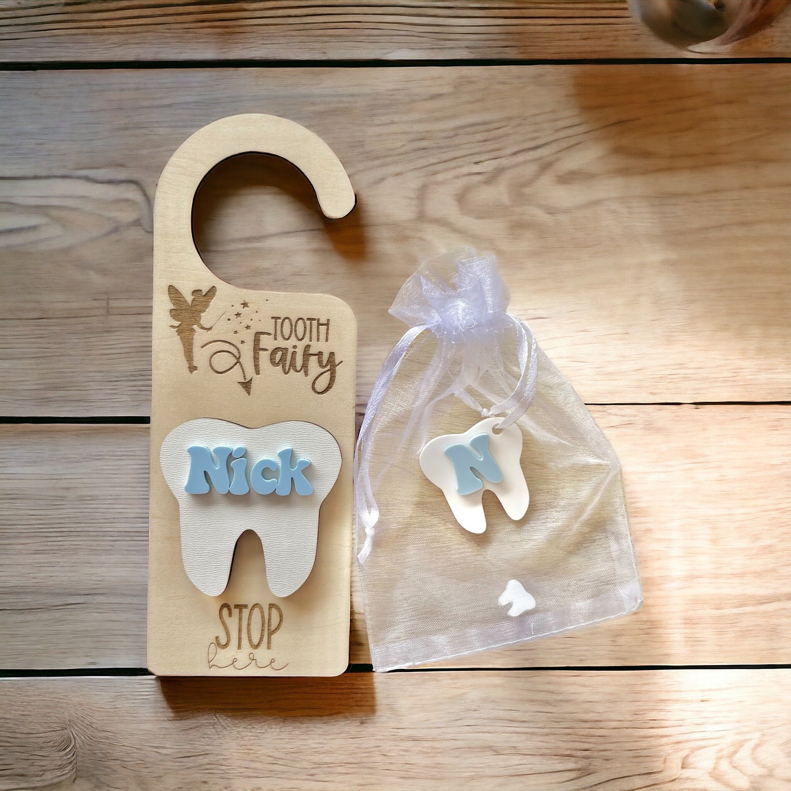 Tooth Fairy Personalized Door Hanger Set | Tooth Fairy Money Holder ...