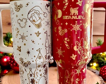 Christmas Castle Personalized Name Tumbler | Engraved Tumbler | Engraved Disney Tumbler | Character Tumbler | Mickey Minnie Tumbler 30 40oz