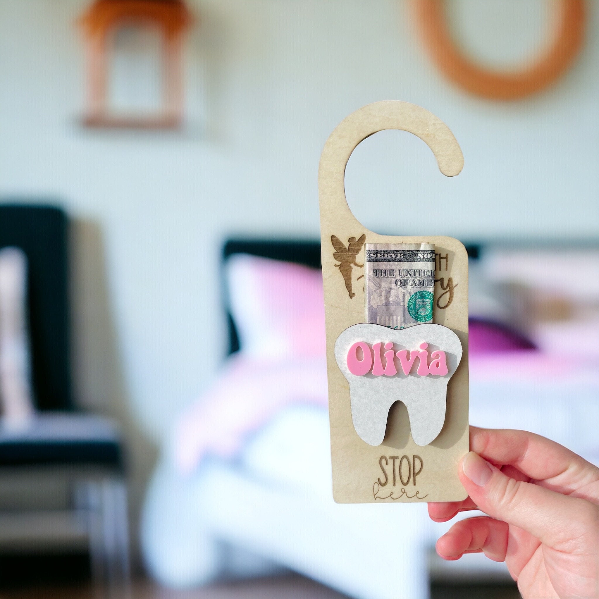 Tooth Fairy Personalized Door Hanger Set | Tooth Fairy Money Holder ...