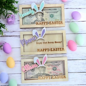 Personalized Bunny Money Holder | Easter Basket Stuffer | Easter Gift | Easter Kid Gift | Easter Basket Tag | Personalized Money Gift