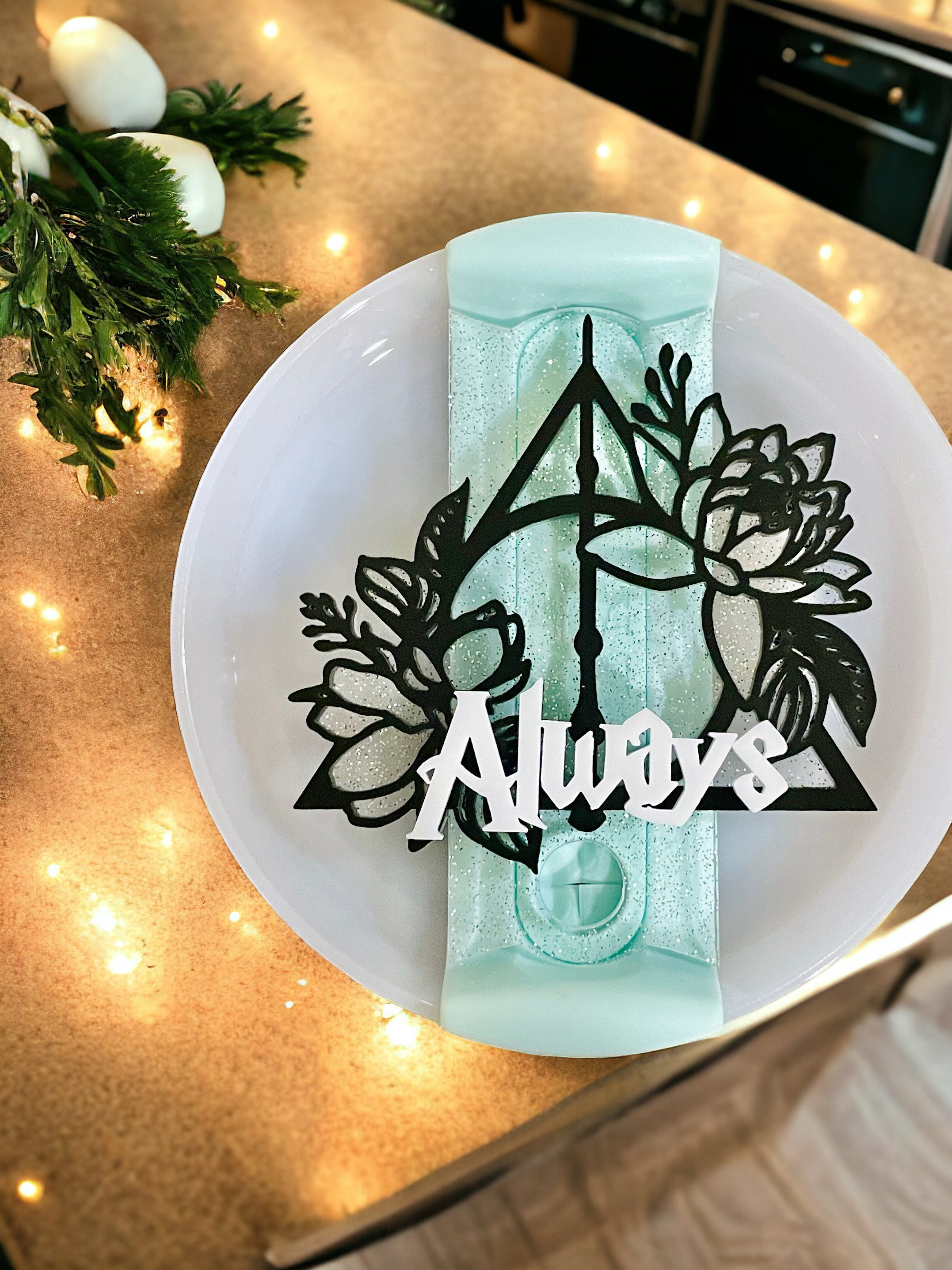 💖Buy 2 Free Shipping💖Always Floral Magic  Name Plate Topper | Custom Text  | Topper Plate |  40 30 oz Topper | Tumbler Topper |