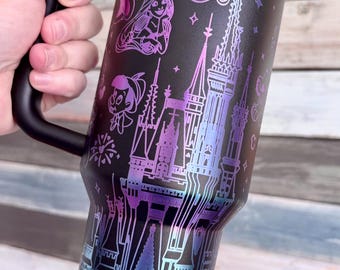 Magic Castle and Characters Name Tumbler | Engraved Stanley | Engraved Disney Tumbler | Fairy Stanley | Personalized Stanley Tumbler 30 40oz