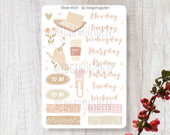 Week Day Sticker Sheet, Week Day Decal, Washi Tape Stickers, Book Planner Week Days Stickers for Planners, Journals, Bullet Journals