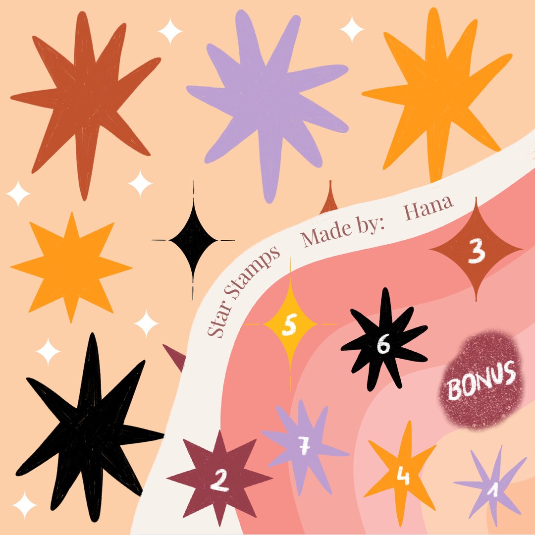 Procreate Star Stamps, Digital Star Stamps, Procreate Star Brushes