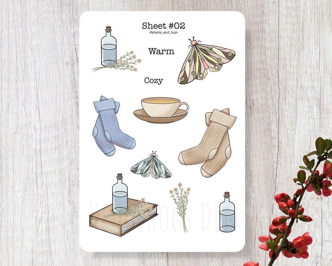 Cottagecore Cozy Sticker Sheet Bullet Journal Stickers Scrapbook ...