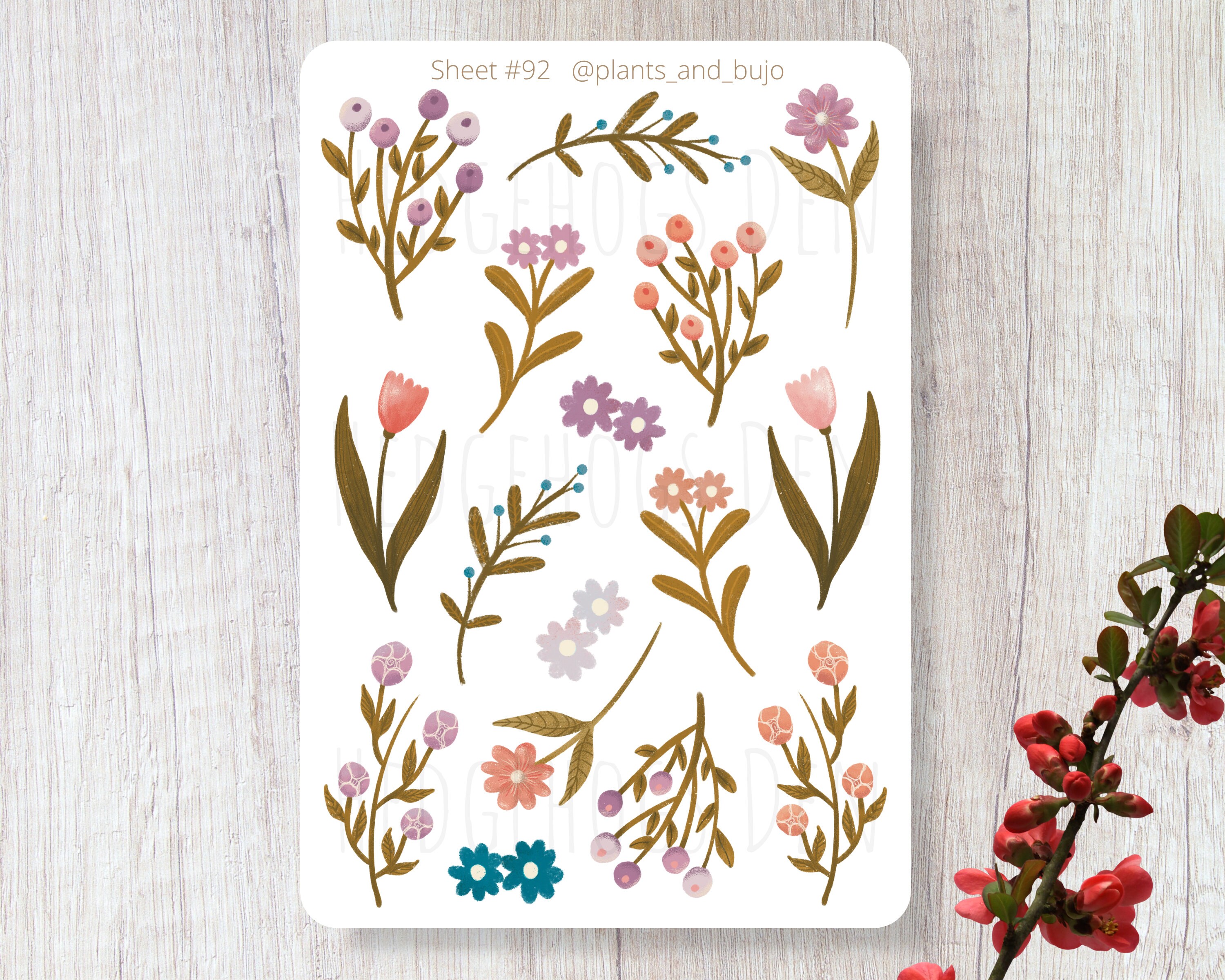 Wild Flowers Planner Stickers Floral Stickers Floral Bouquets Stickers  S-636 