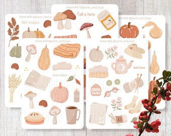 Beary Cottagecore Stickers Fall Stickers, Planner Stickers, Journal  Stickers, Cute Stickers Pack 