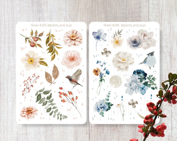 Wildflower Stickers, Flower Sticker Bundle Pack, Boho Sticker