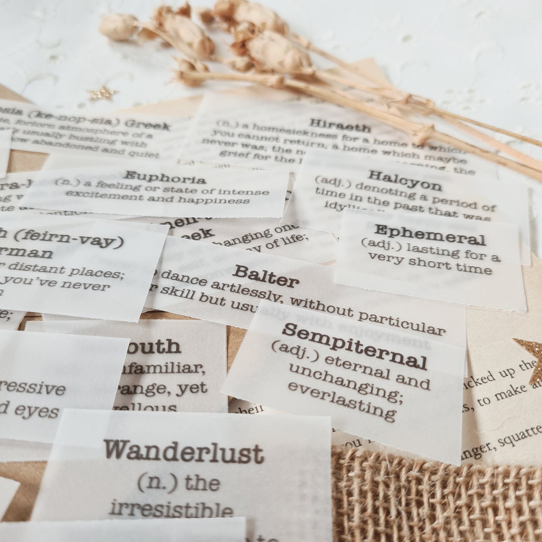 Vellum Quotes, 20 Pcs Set, Vellum Dictionary Words, Vellum Cards
