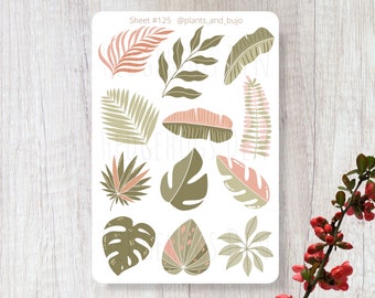 Plant Stickers, Plant Leaf Sticker Sheet, Monstera Stickers, Leaf Stickers, Plant Sticker Sheet, Plant Planner Stickers, Plant Mom Stickers