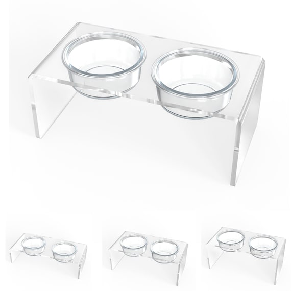 Modern Clear Acrylic Elevated Pet Feeder, Double Bowl