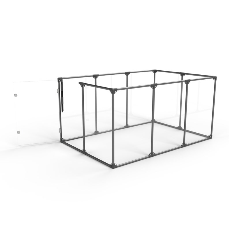 Lucidium Modern Acrylic Dog Pen Large 72W x 48D or 96W x 24D x 36 Height Gunmetal