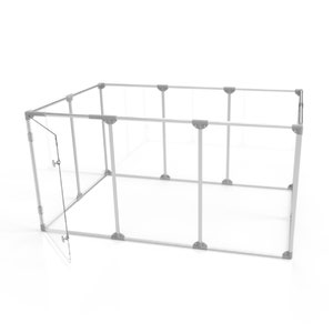 Lucidium Modern Acrylic Dog Pen Large 72W x 48D or 96W x 24D x 36 Height Silver