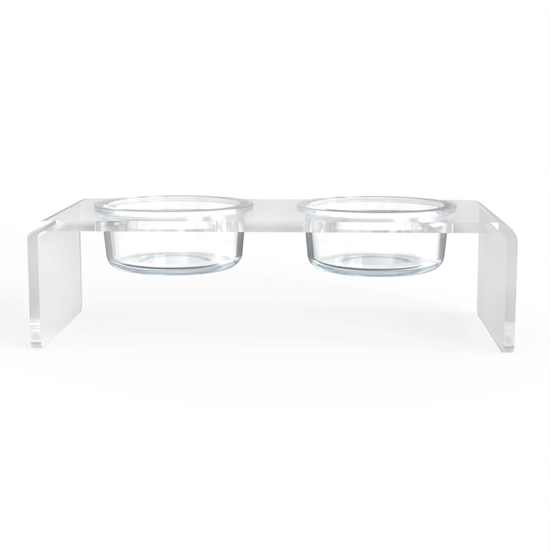 Small Modern Clear acrylic and glass pet feeder