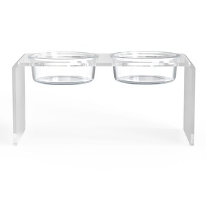 Large Modern Clear acrylic and glass pet feeder