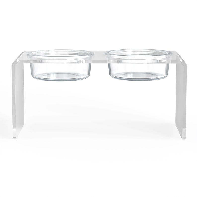 Large Modern Clear acrylic and glass pet feeder