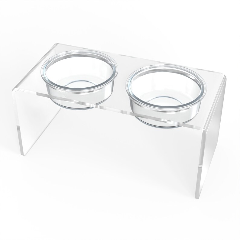 Large Modern Clear acrylic and glass pet feeder