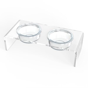 Small Modern Clear acrylic and glass pet feeder