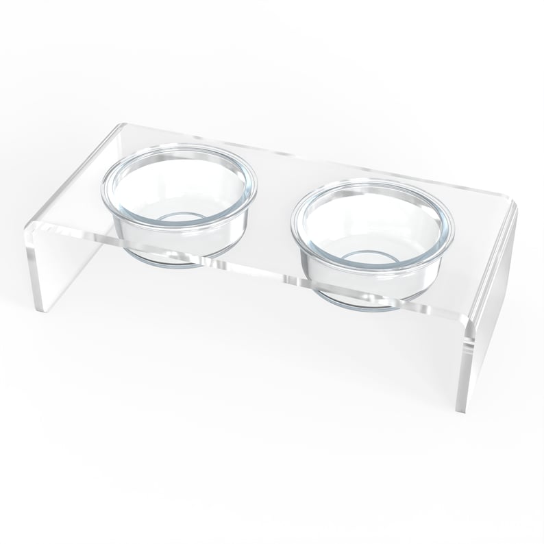 Small Modern Clear acrylic and glass pet feeder