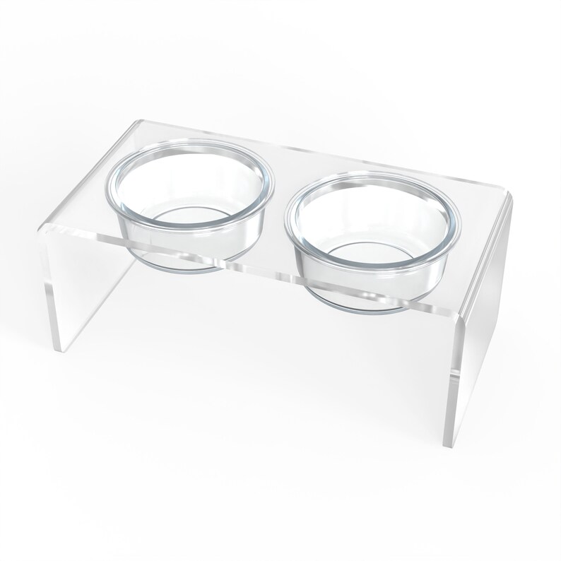 Medium Modern Clear acrylic and glass pet feeder