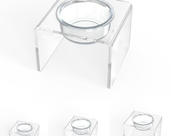 Modern Clear Acrylic Elevated Pet Feeder, Single Bowl