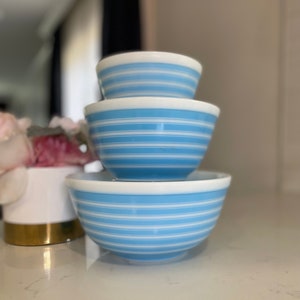 Pyrex vintage US NAVYブルーライン 小皿2皿3ボウル4セット Pyrex
