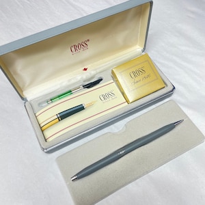 Cross Vintage Chrome Ballpoint Pen in Original Box with extra black and blue ink