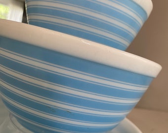 Set of 3 Vintage Pyrex Blue Stripe 401-403 Mixing Bowls - Etsy