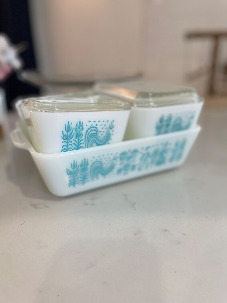 Set of 4 Vintage Pyrex Amish Butterprint Pattern Fridgies Set - Etsy