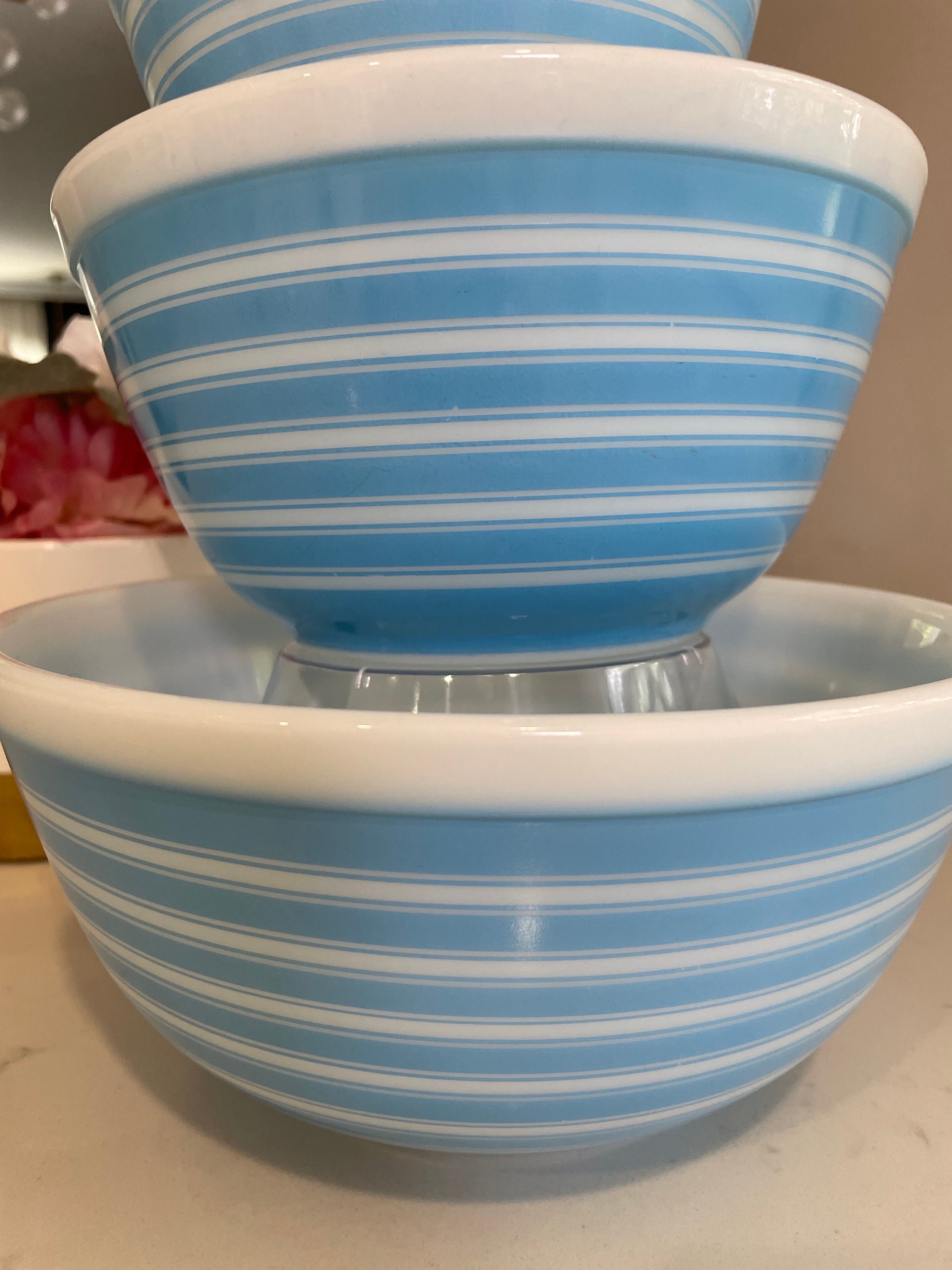 Pyrex vintage US NAVYブルーライン 小皿2皿3ボウル4セット Pyrex vintage US NAVYブルーライン 小皿2皿3ボウル4セット