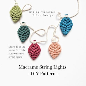 DIY Pattern Macrame Christmas String Lights Instructions, Macrame Tutorial PDF, Learn Macrame Christmas, How to Macrame, Macrame Knot Guide