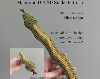 DIY Macrame 3D Snake Pattern: Beginner Tutorial (PDF)