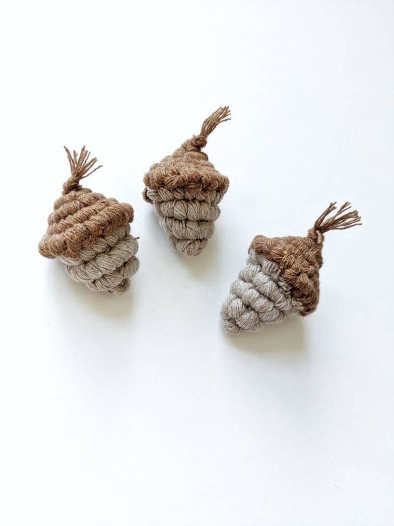 Macrame Acorns and Macrame Berries Mini Macrame Sculpture
