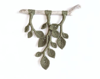 Macrame Leaves Wall Hanging on Driftwood