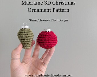 Instruções para fazer luzes de Natal em macramê 3D, tutorial de macramê em PDF, aprenda macramê de Natal, como fazer macramê, guia de nós de macramê