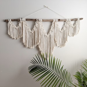 Statement Headboard Macrame Wall Hanging Extra Large, contemporary statement wall hanging, neutral textured home decor, above bed art