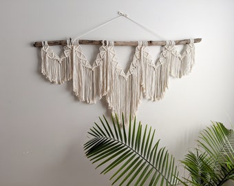 Statement Headboard Macrame Wall Hanging Extra Large, contemporary statement wall hanging, neutral textured home decor, above bed art