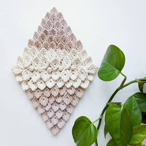 Macrame Petal Diamond Wall hanging - Pastel Ombre Pink Decor, Modern contemporary Macrame decor with sculptural elements