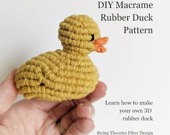 DIY Muster Makramee 3D Skulptur Gummiente Anleitung, Macrame Tutorial PDF, Makramee lernen, Anleitung für Makramee, Makramee Knotenanleitung