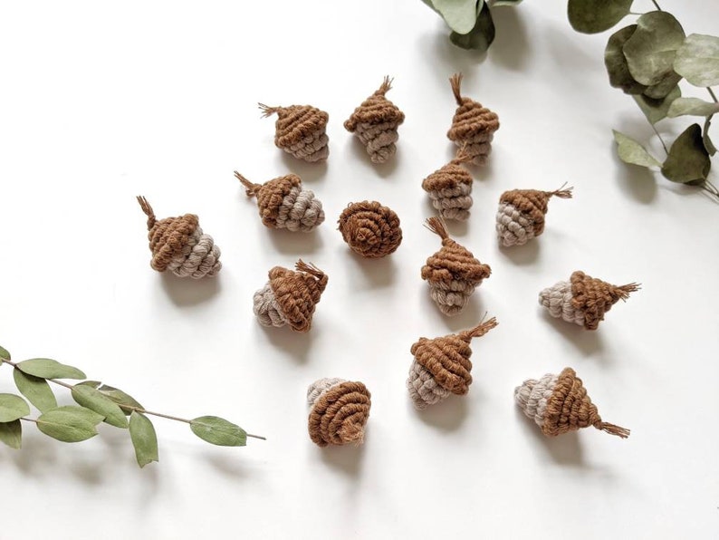 Macrame Acorns and Macrame Berries Mini Macrame Sculpture