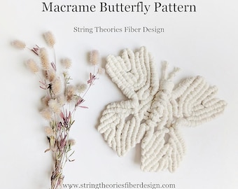 DIY Pattern Macrame Butterfly Instructions, Macrame Tutorial PDF, Butterfly pattern,Learn Macrame Design, How to Macrame, Macrame Knot Guide