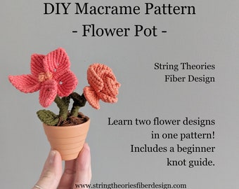 Macrame Flower Pot Pattern, Rose & Carnation (DIY)