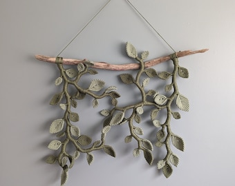 Extra Large Macrame Vine and Leaf Sculpture