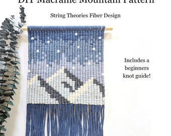 DIY Pattern Macrame Pixel Mountain scene Instructions, Macrame Tutorial PDF, Learn Macrame Design, How to Macrame, Macrame Knot Guide