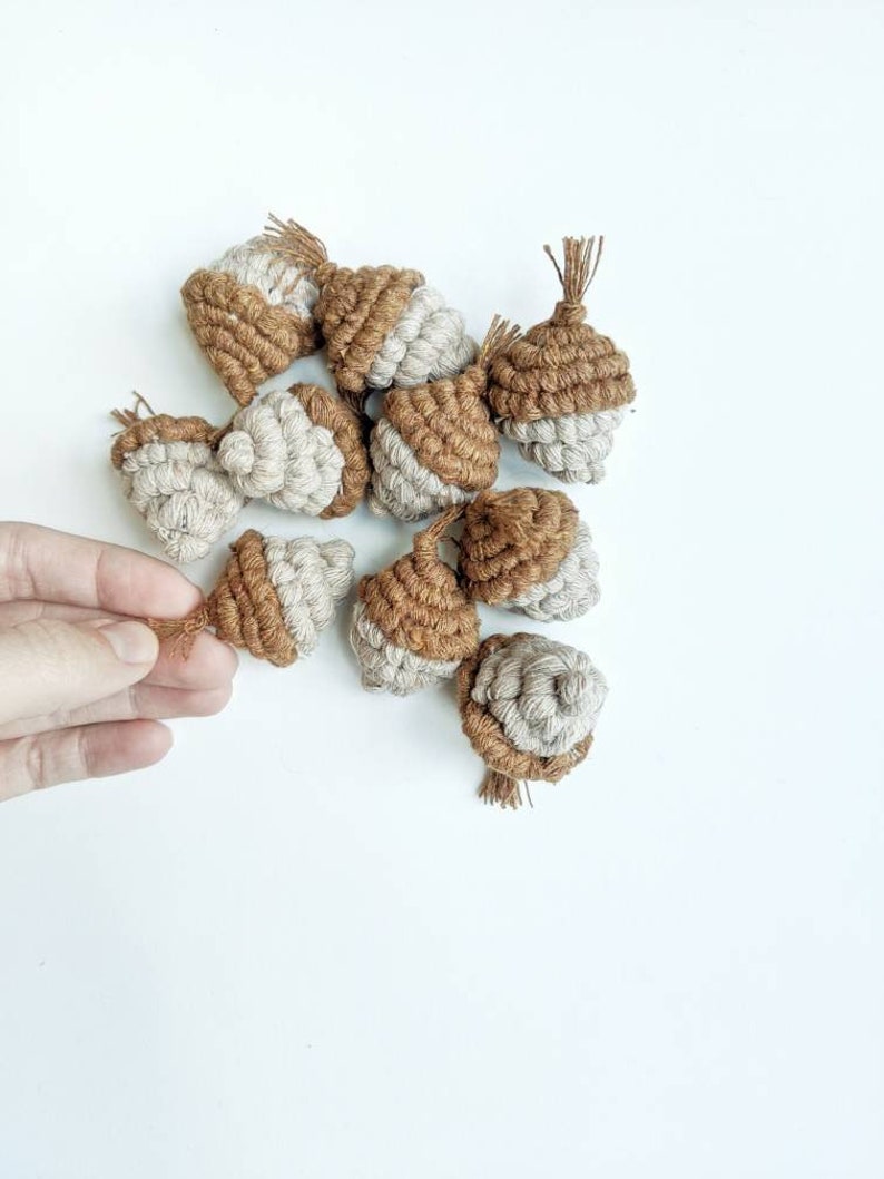 Macrame Acorns and Macrame Berries Mini Macrame Sculpture